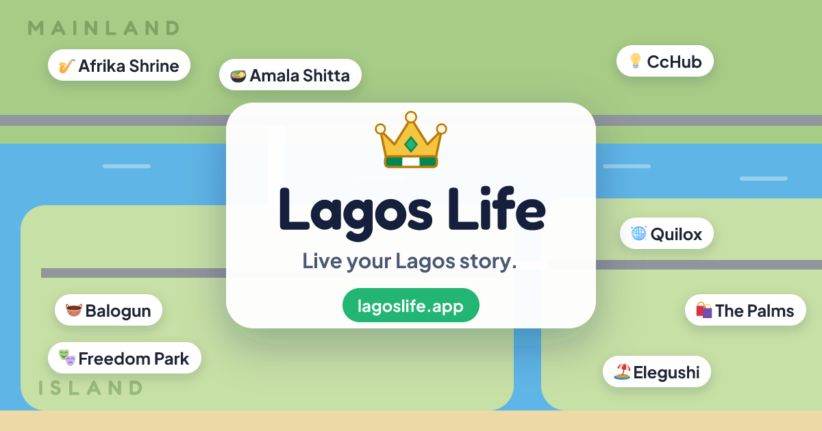 Official Lagos Life promotional artwork with its city map and logo